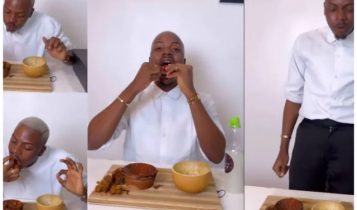 Enioluwa Impresses with his Eating Skills by Enjoying Peppered Nkwobi and Ata Rodo…