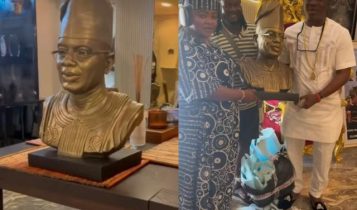 Reactions Emerge as Dayo Amusa Presents Kwam1 a Statue of Himself: Calls for Police…
