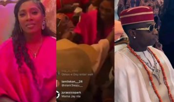 Tiwa Savage and WizKid’s playful exchange at their mother’s funeral party…